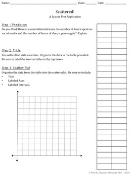 Scatter Plots Discovery Worksheets by Free to Discover | TpT