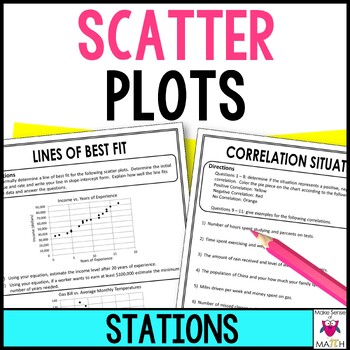 Preview of Scatter Plots Stations Activity | Lines of Best Fit, Correlation & Analyze