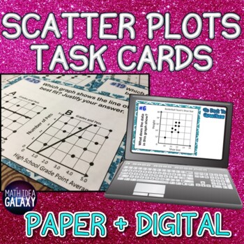 Preview of Scatter Plots Task Cards- Printable & Digital Resource