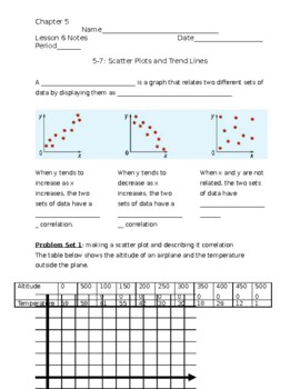 Preview of Scatter Plots & Trend Lines Notes