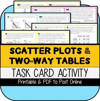 Preview of Scatter Plots & Two-Way Tables TASK CARDS