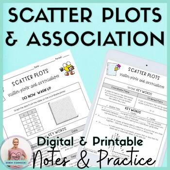 Preview of Scatter Plots and Association Guided Notes Homework 8th Grade Math|Pre Algebra