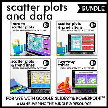 Preview of Scatter Plots & Data Digital Math Activity Bundle | Google Slides & Forms