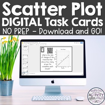 Preview of Scatter Plots Line of Best Fit Digital Task Cards Distance Learning