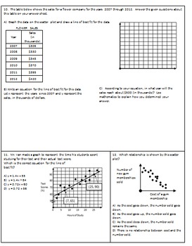 Scatter plot, Correlation, and Line of Best Fit Exam (Mrs Math) by Mrs MATH