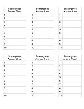 printable scattergories categories