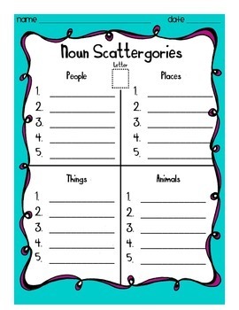 scattergories lists for students