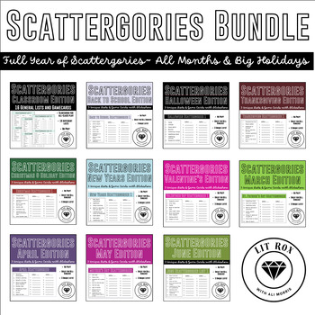 Preview of Scattergories: Yearlong Game Resource, All Months & Major Holidays!