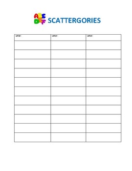 scattergories lists for students