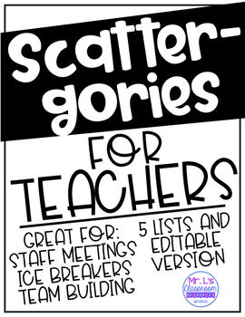 Preview of Scattergories for Teachers!  Staff Ice Breaker Activity