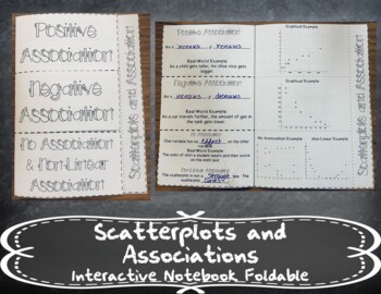 Preview of Scatterplots and Association Foldable + Distance Learning