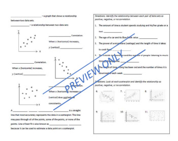 Preview of Scatterplots and Correlation (PowerPoint and Guided Notes)