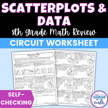 Preview of Scatterplots and Data Worksheet Self Checking Circuit Activity 8th Grade Math