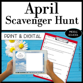 Preview of Scavenger Hunt Activities for April Print and Virtual