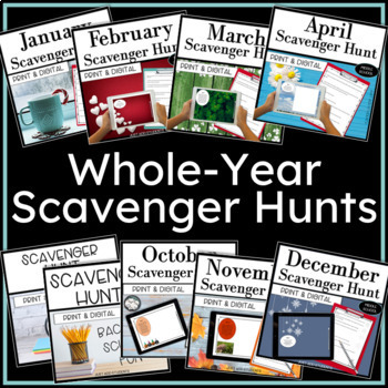 Preview of Scavenger Hunt Activities for the Whole Year in person and virtual