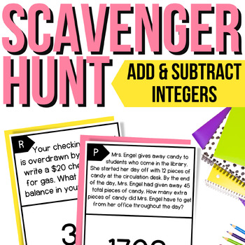 Preview of Add & Subtract Integers Scavenger Hunt | Integers Activity & Review