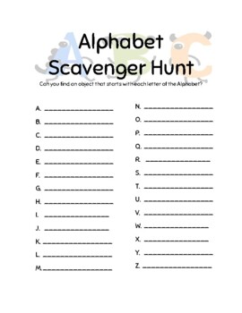 Scavenger Hunt Alphabet by Talk Therapy Materials | TPT