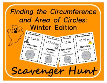 Preview of Scavenger Hunt: Area and Circumference of Circles: Halloween Edition