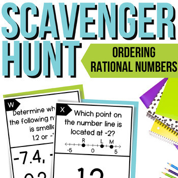 Preview of Compare & Order Rational Numbers Scavenger Hunt | Activity & Review