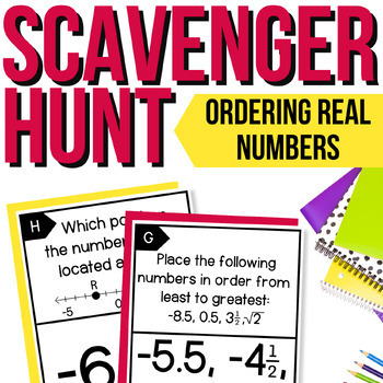 Preview of Ordering Real Numbers Scavenger Hunt | Ordering Real Numbers Activity & Review