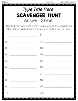 Editable Scavenger Hunt Task Cards Perfect For All Subjects All Year Long