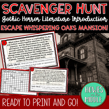 Preview of Scavenger Hunt Escape Room an Introduction to Gothic Horror Literature! 7th-10th