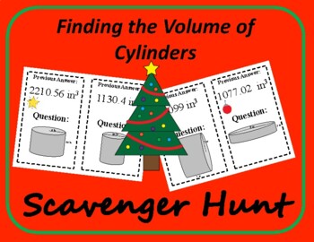 Preview of Scavenger Hunt: Finding the Volume of Cylinders - Christmas themed