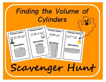 Preview of Scavenger Hunt: Finding the Volume of Cylinders - Halloween themed
