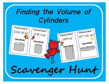 Preview of Scavenger Hunt: Finding the Volume of Cylinders - Spring themed