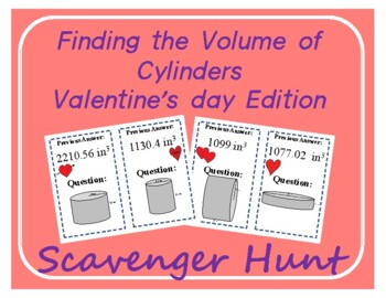 Preview of Scavenger Hunt: Finding the Volume of Cylinders - Valentine's Day themed