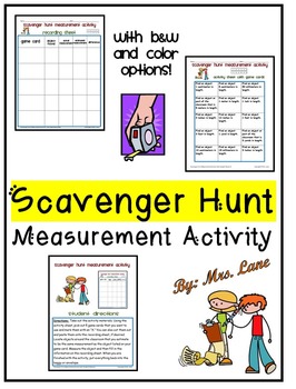 Preview of Scavenger Hunt Measurement Activity (Customary and Metric Units)
