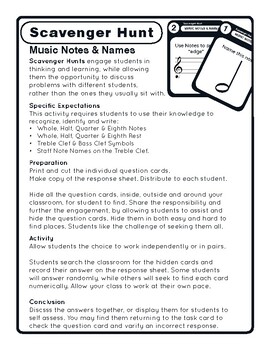 Preview of Task Cards Scavenger Hunt - Music Notes and Names