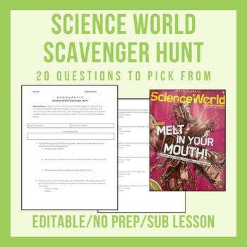 Preview of Scavenger Hunt Reading Activity (Scholastic Science World) - No Prep/Editable