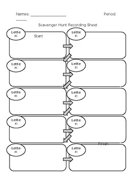 Preview of Scavenger Hunt Recording Sheet