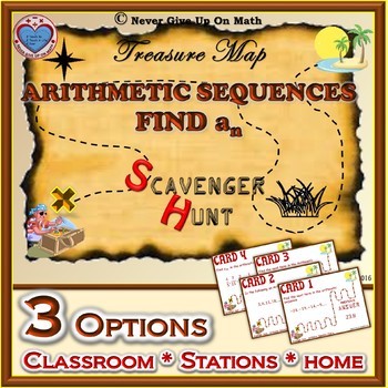 Preview of Scavenger Hunt {School/Home/Stations}-Arithmetic Sequence - Find nth term