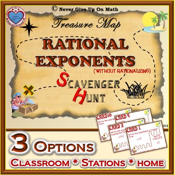 Preview of Scavenger Hunt {School/Home/Stations} - Rational Exponents (No Rationalizing)