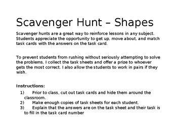 Preview of Scavenger Hunt - Shapes