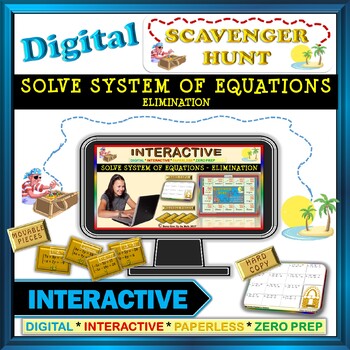 Preview of Scavenger Hunt: Solve System of Equation Elimination (Google Interactive & Copy)