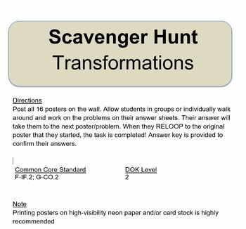 Preview of Scavenger Hunt: Transformations