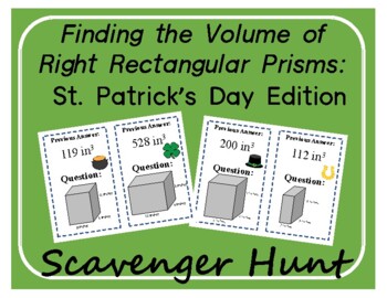 Preview of Scavenger Hunt: Volume of Rectangular Prisms: St. Patrick's Day Edition
