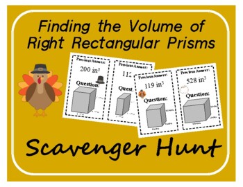 Preview of Scavenger Hunt: Volume of Rectangular Prisms: Thanksgiving Edition