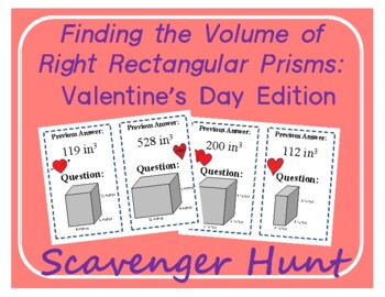 Preview of Scavenger Hunt: Volume of Rectangular Prisms: Valentine's Day Edition