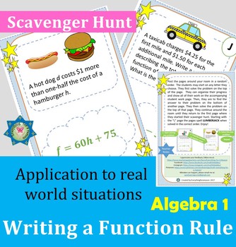 Preview of Scavenger Hunt Writing a Function Rule Practice PDF + EASEL