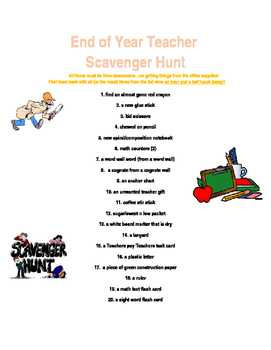 Preview of Scavenger Hunt for teachers-End of Year