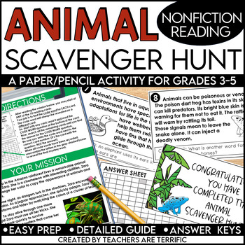 Preview of Animal Adaptations Scavenger Hunt featuring Nonfiction Reading