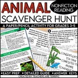 Animal Adaptations Scavenger Hunt featuring Nonfiction Reading