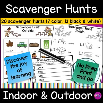 Preview of Outdoor Nature & Indoor Scavenger Hunts End of Year or Back to School Activities