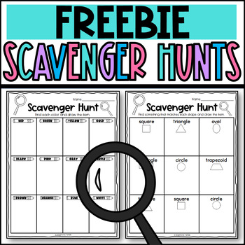 Preview of Scavenger Hunts Colors, Adjectives, 2D Shapes, 3D Shapes