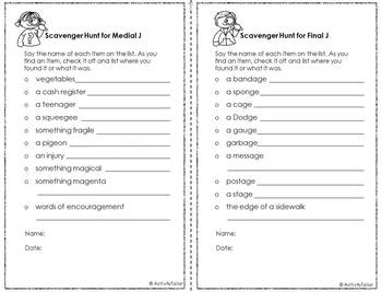 Articulation Carry-over: Scavenger Hunt FREEBIE for J by Activity Tailor