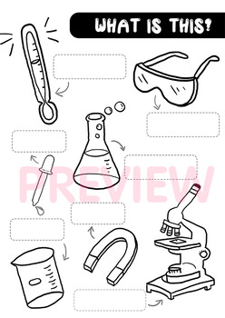 Science lab equipment worksheet - Naming and Coloring | TpT